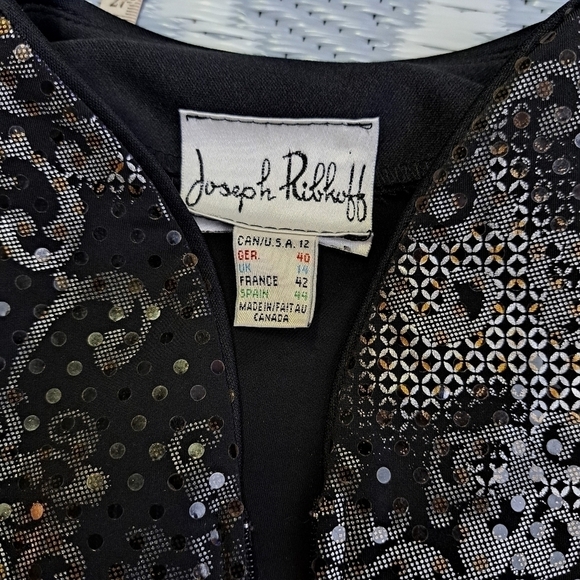 Joseph Ribkoff Artsy Geometric Sequined Ruched‎  Jacket - Picture 6 of 11